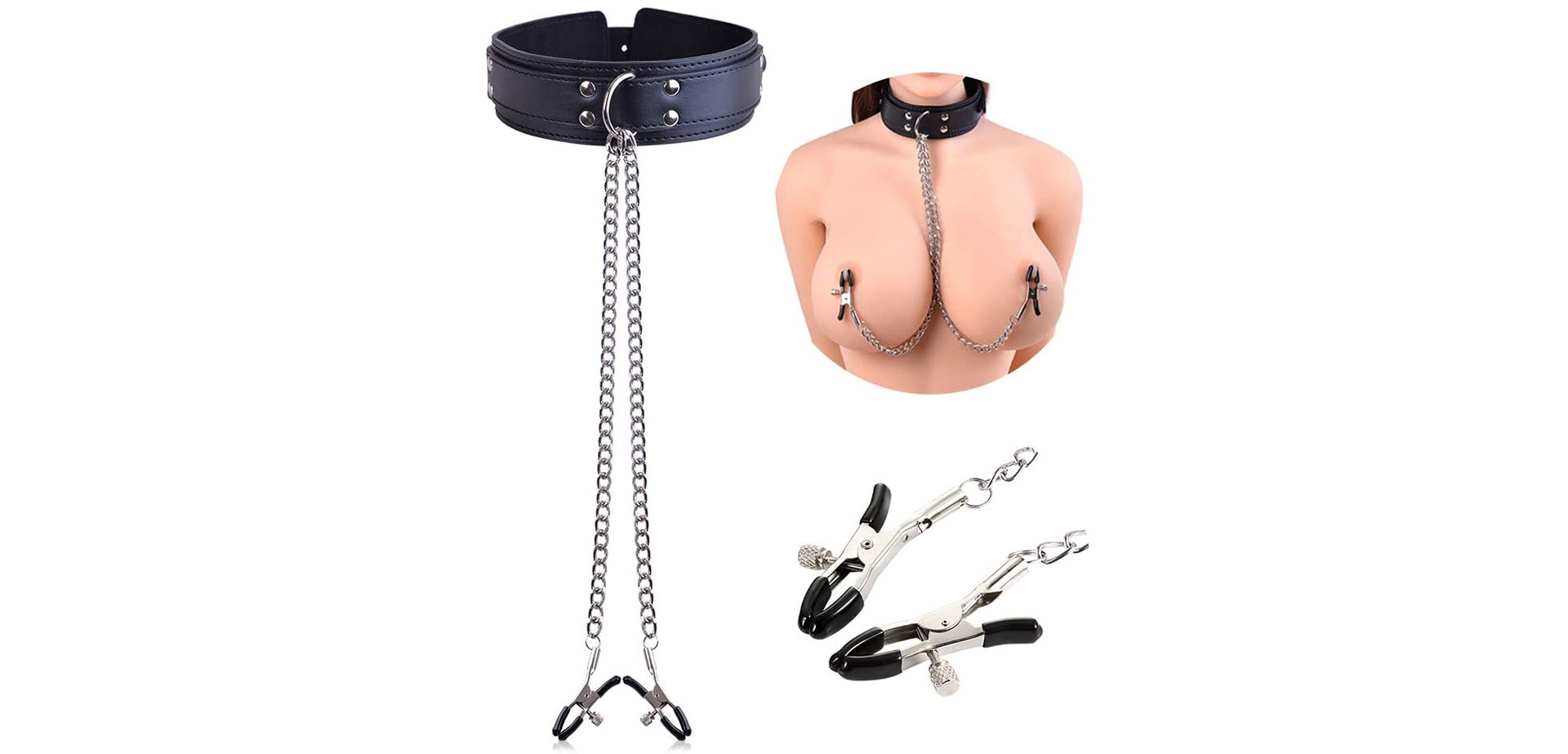 Nipple clamps with neck collar.